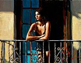 Saba at Las Brujas II Paintings - Saba at the Balcony VI Light Walls by Fabian Perez